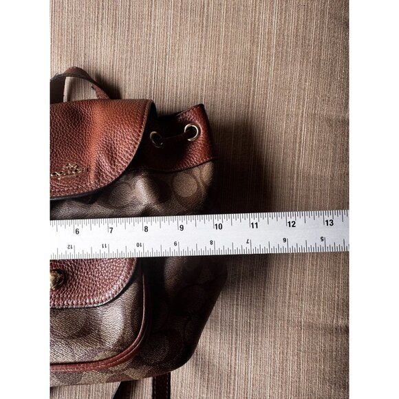 Coach C4120 Pennie Backpack Signature Canvas Brown Leather Drawstring Snap Close - Picture 13 of 16